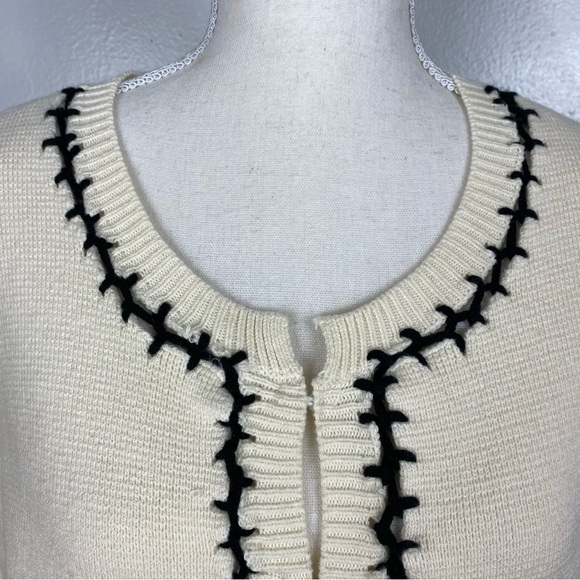 All Row Zig Zag Trim Sweater Coat cotton/wool blend - Picture 7 of 13